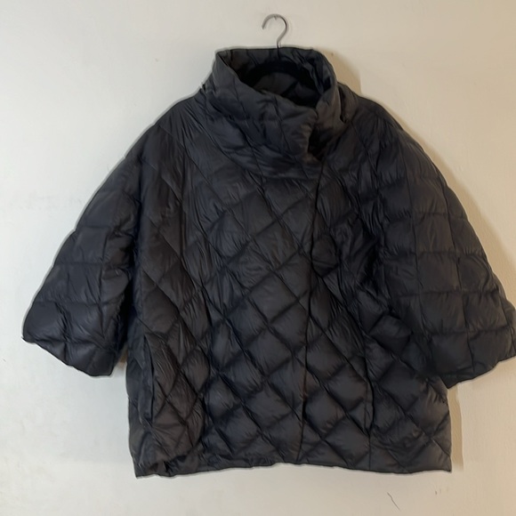 Ralph Lauren Quilted Puffer Coat 3/4 Sleeve Sz 2XL Black Kimono Down Funnel Neck - Picture 5 of 10